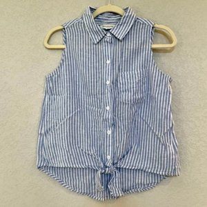 BeachLunchLounge Striped Sleeveless Tie Front Top